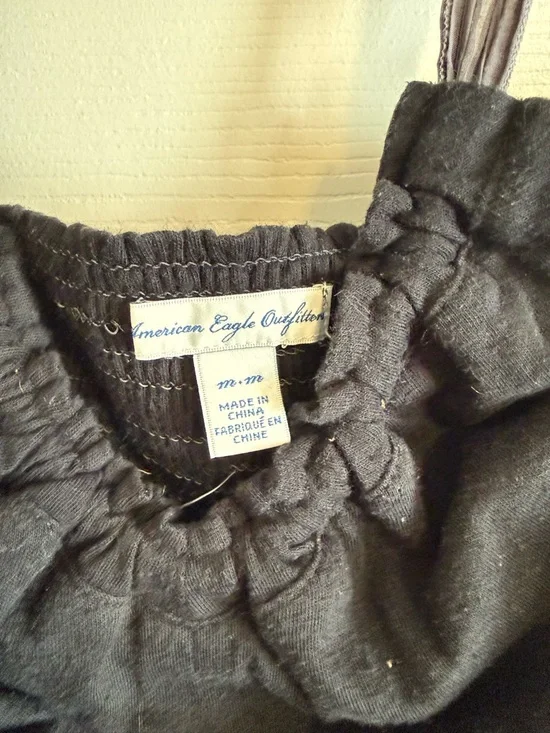 American Eagle Outfitters Black Tank with Gray Halter Straps - Picture 3 of 3